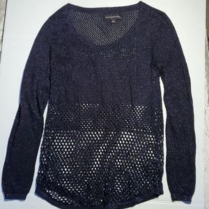Vintage Rock & Republic mesh metallic blue fishnet knit Y2K 00s